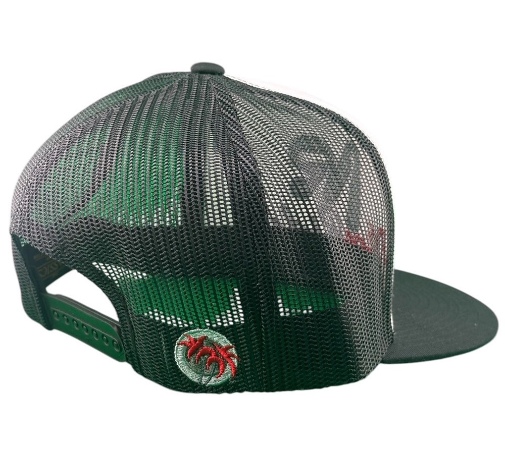 Back view of NICERIDE "Cruz" 6006 Black and White Trucker Hat showcasing mesh design and logo detail.