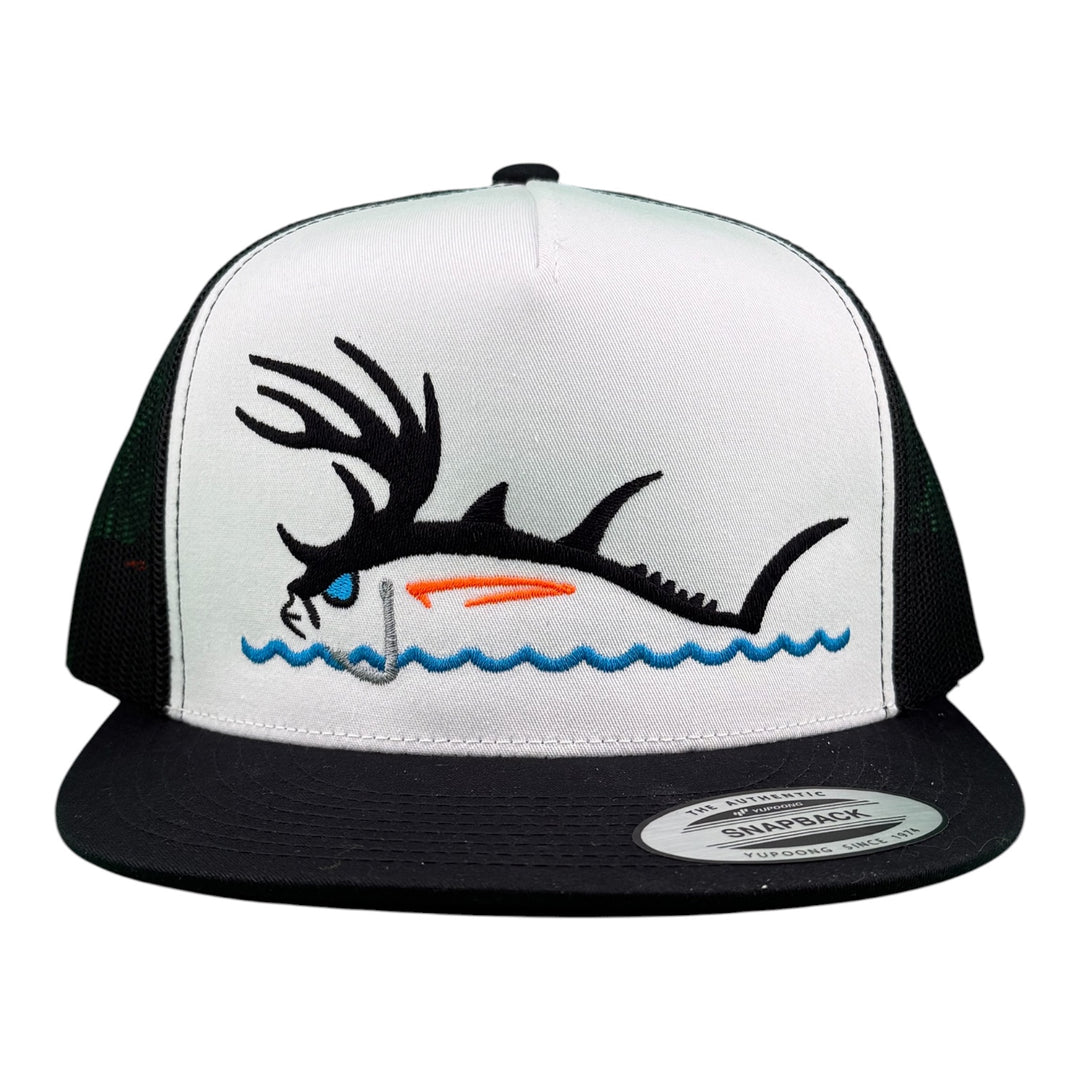 NICERIDE “Buck-Eye Surface” Embroidered Flat Bill Trucker Hat – Adjustable Snapback Fishing Cap