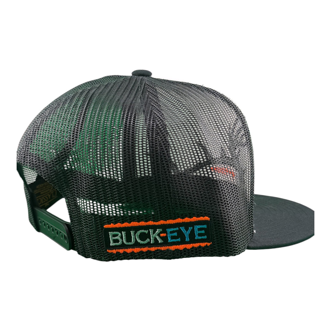 NICERIDE “Buck-Eye Surface” Embroidered Flat Bill Trucker Hat – Adjustable Snapback Fishing Cap