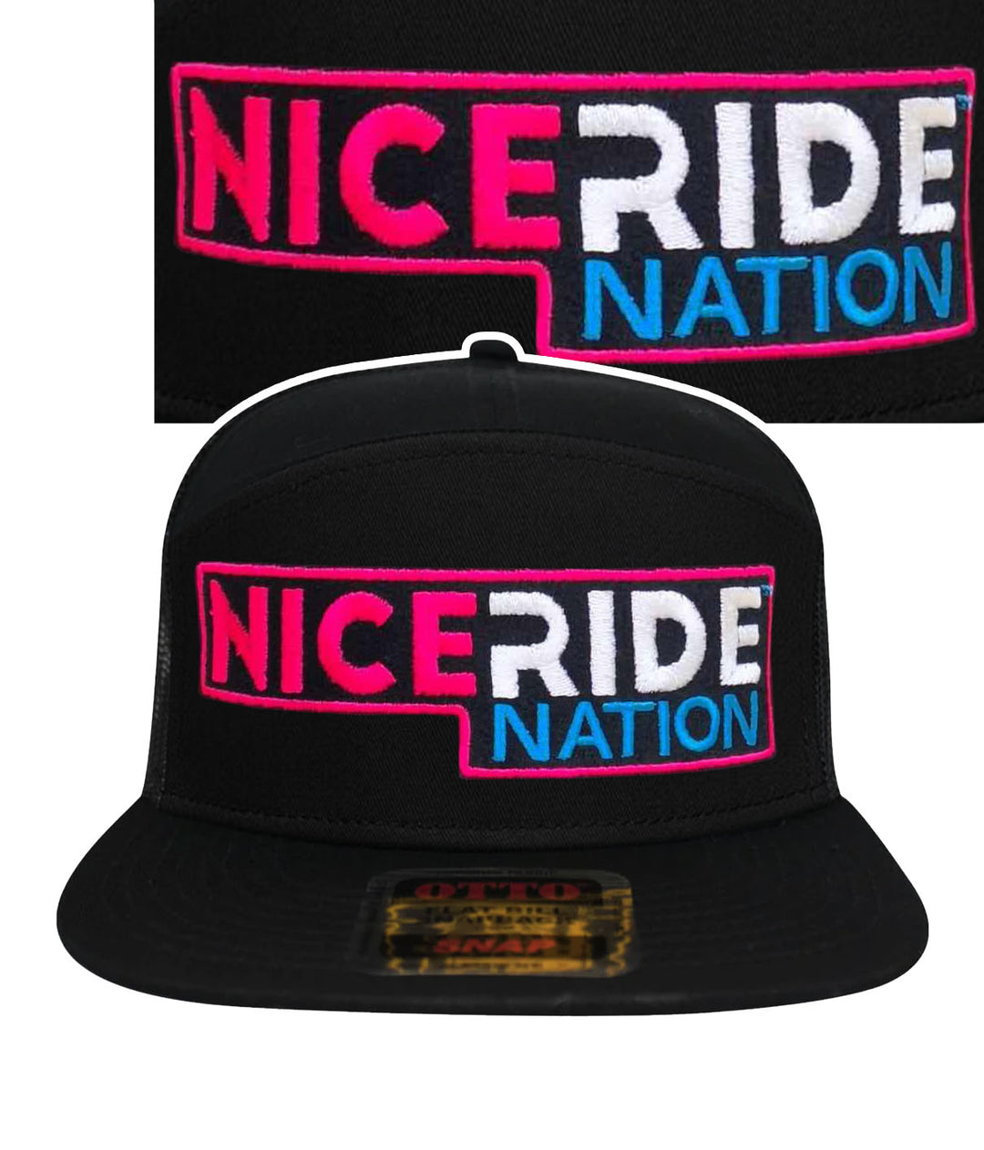 Black cap featuring a vibrant embroidered &
