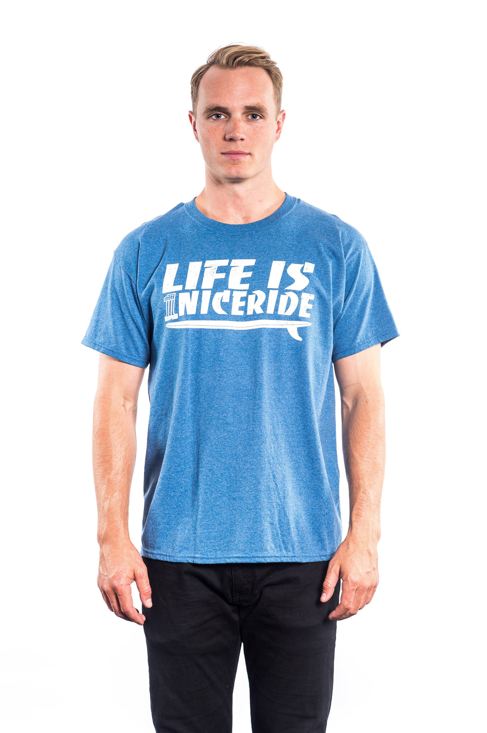 Hanging Ten - Hanes Men's Cotton Blend Short Sleeve Shirt with 'Life Is Nice Ride' design, perfect for casual wear.