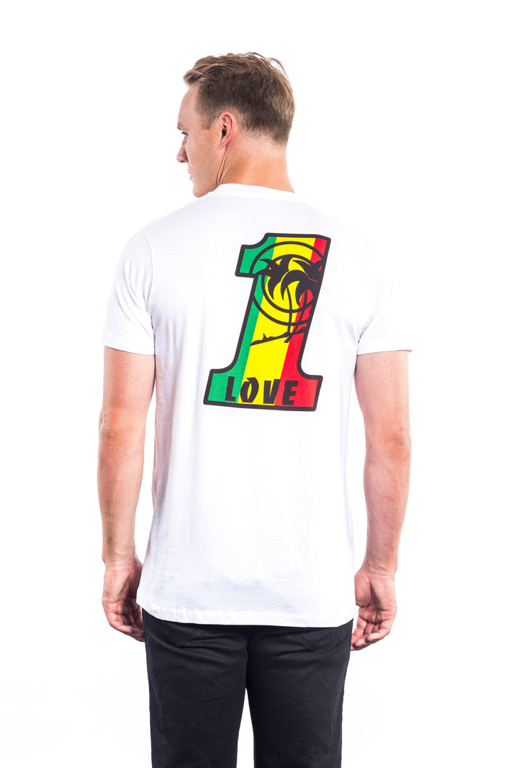 Man wearing 1 LOVE white Hanes men&