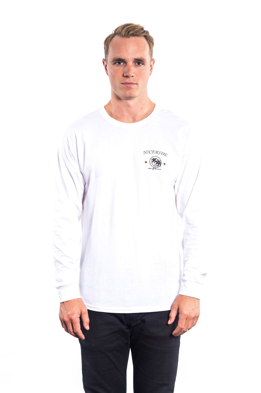Model wearing The Good Life Hanes Pre-Shrunk 100% Cotton Men&