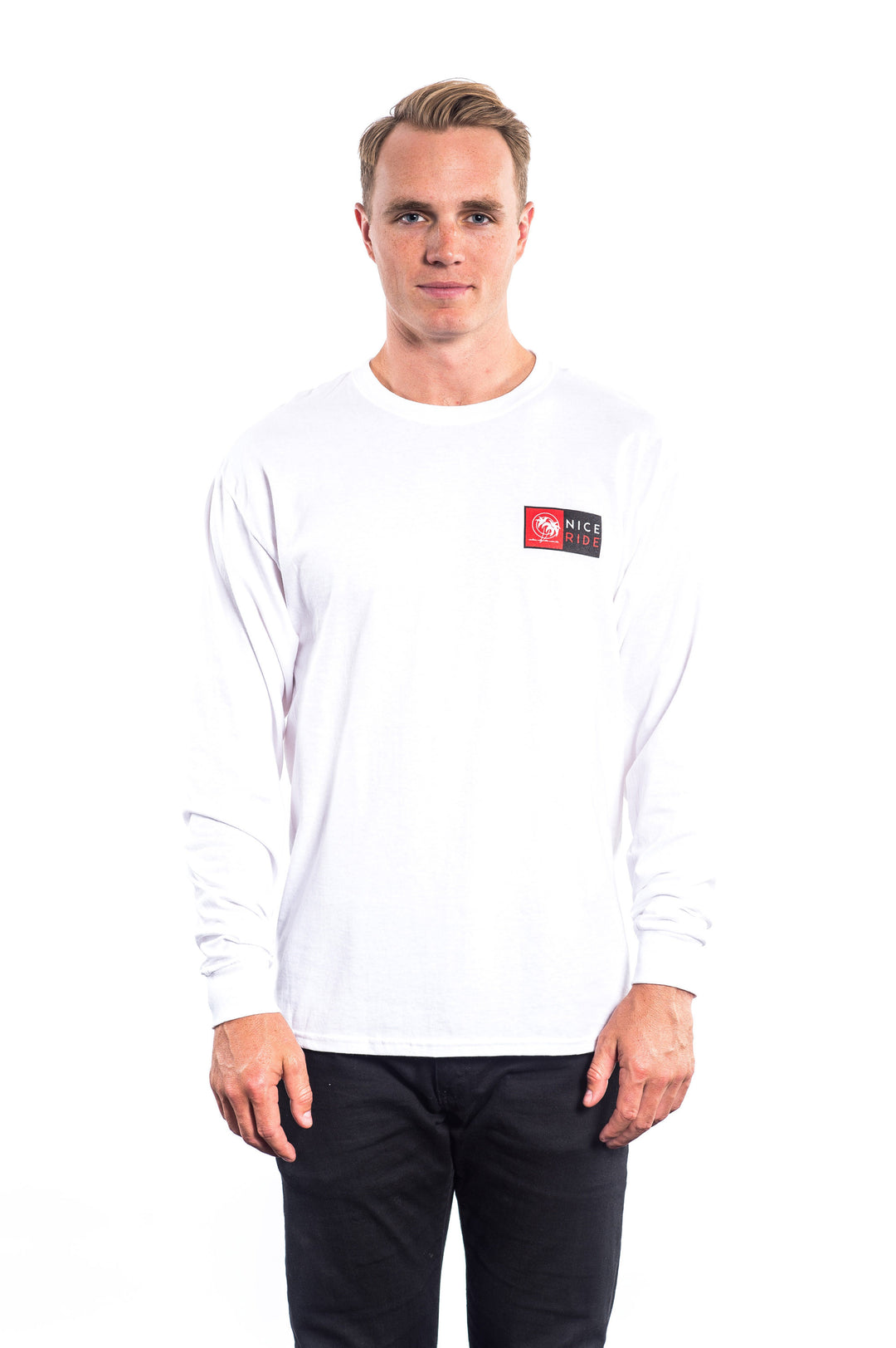 Man wearing NR 1 - White Hanes Pre-Shrunk 100% Cotton Men&