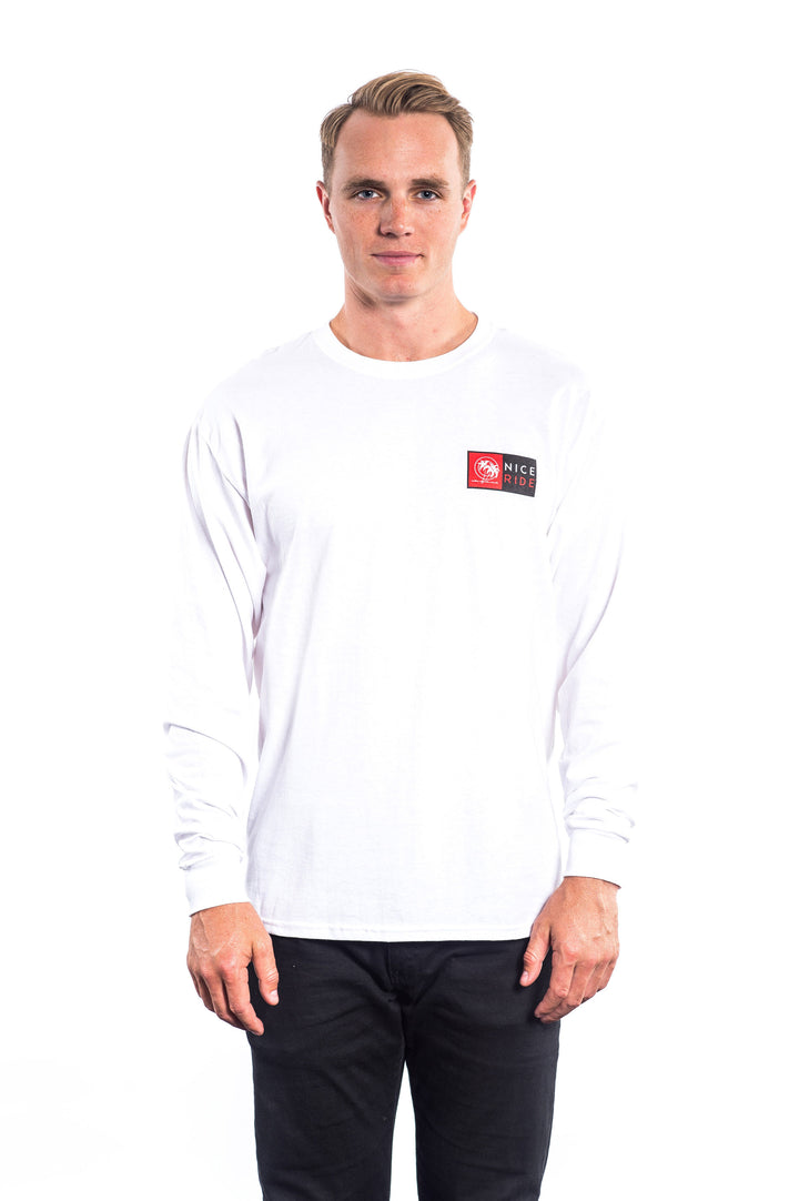 Man wearing NR 1 - White Hanes Pre-Shrunk 100% Cotton Men&