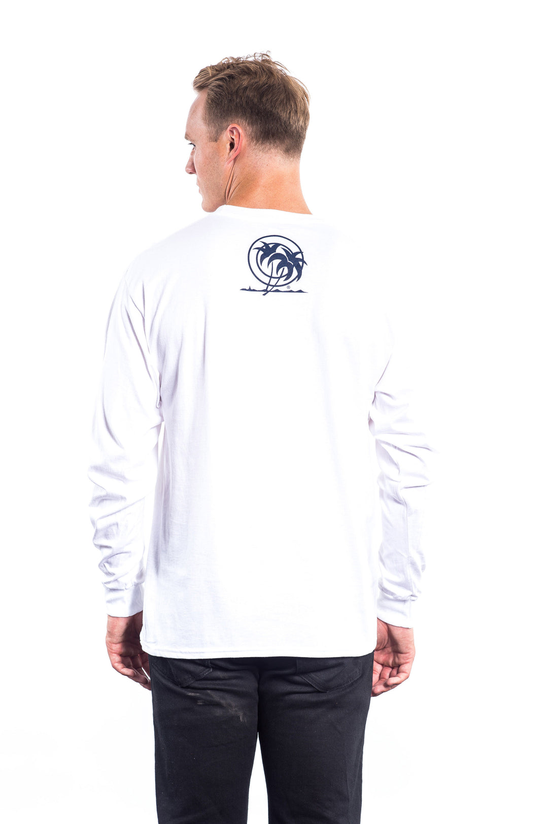 Classic Palm white Hanes long sleeve men&