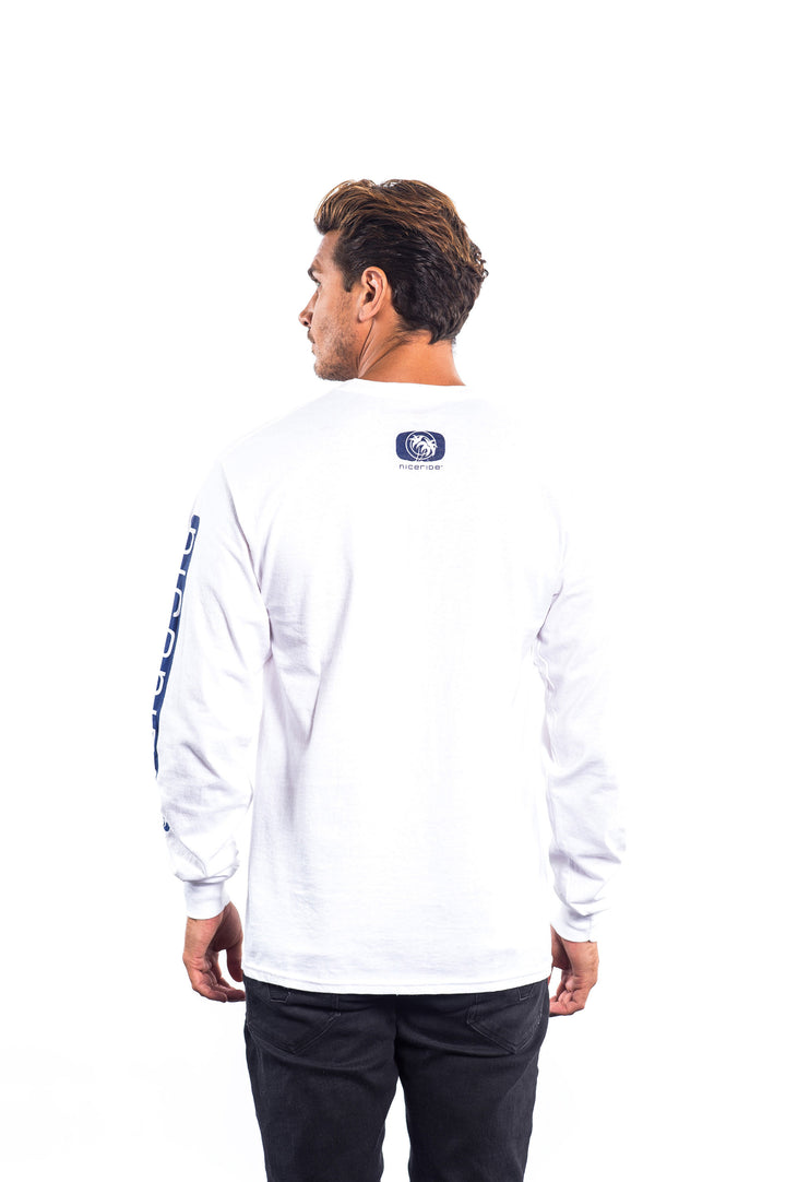 Man wearing a Boardwalk white Hanes pre-shrunk men&