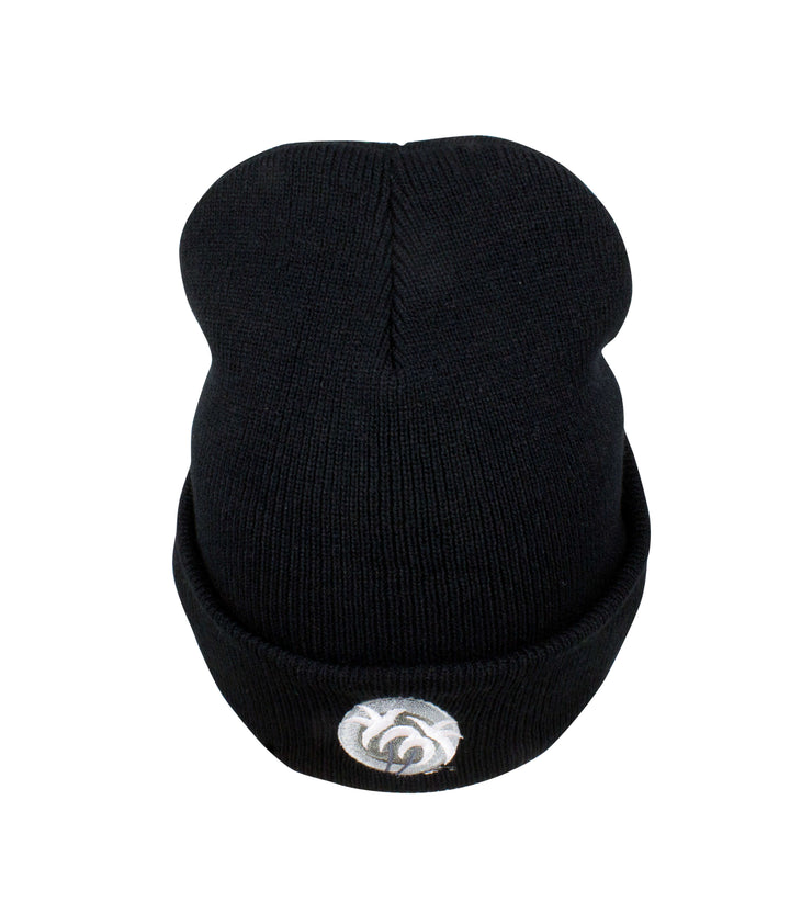 Black cuffed beanie with &