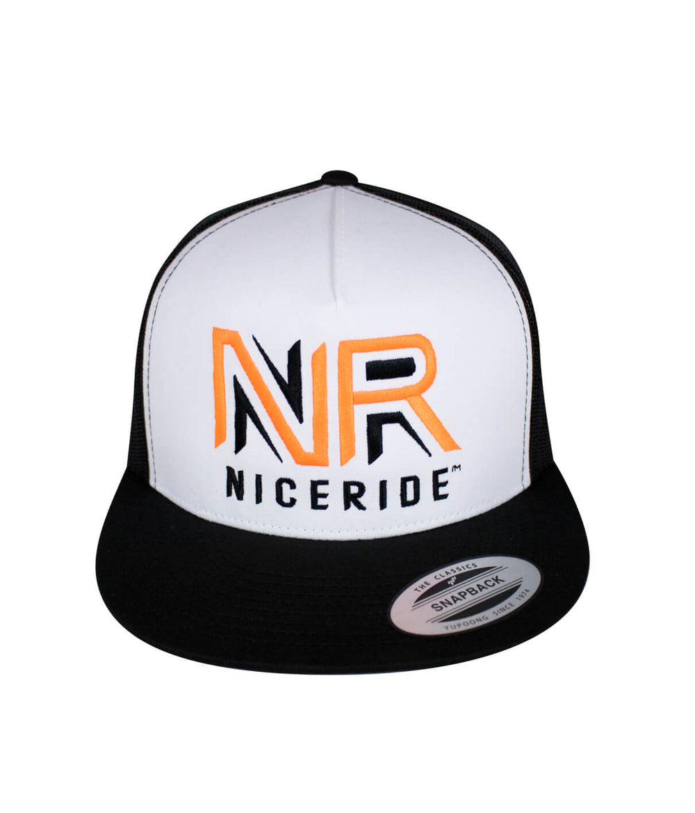 Razor's Edge trucker hat featuring NICERIDE logo, classic snapback style, and embroidered detail, perfect hat for casual wear.