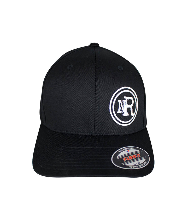 Black classic Flexfit hat with embroidered NICERIDE logo on the front, showcasing stylish design.