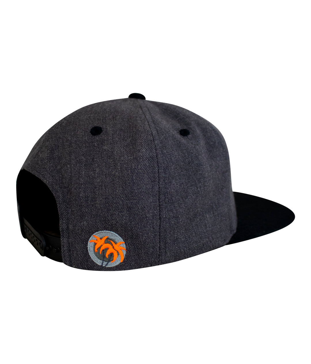 Good Times - Neon snapback hat showcasing black visor and neon orange logo on the back with classic palm design.