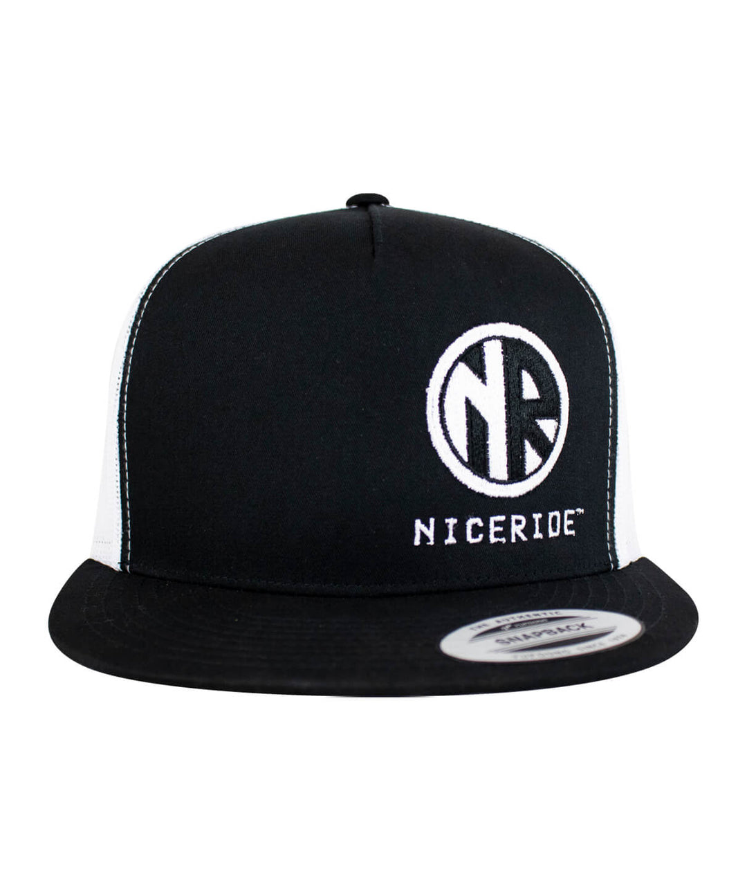 NICERIDE Engineer Trucker Hat with embroidered logo, classic snapback style, perfect casual wear.