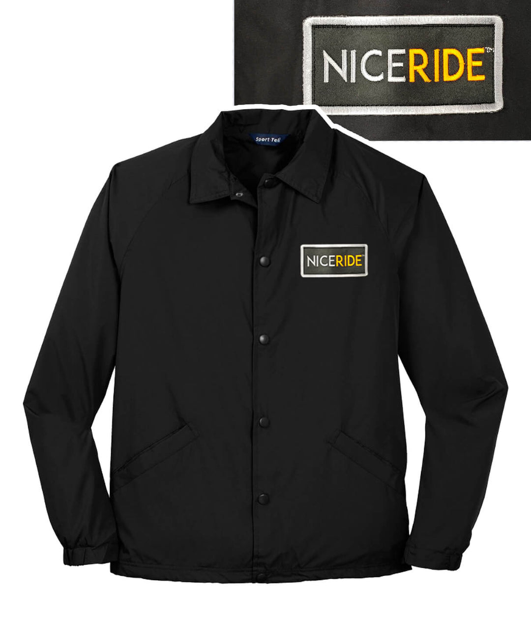NICERIDE Patch windbreaker jacket showcasing front view with embroidered logo.