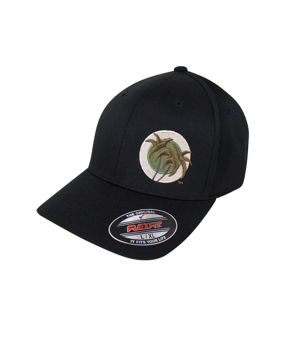 Classic Palm Camo hat featuring NICERIDE's embroidered logo on a black Flexfit baseball cap.
