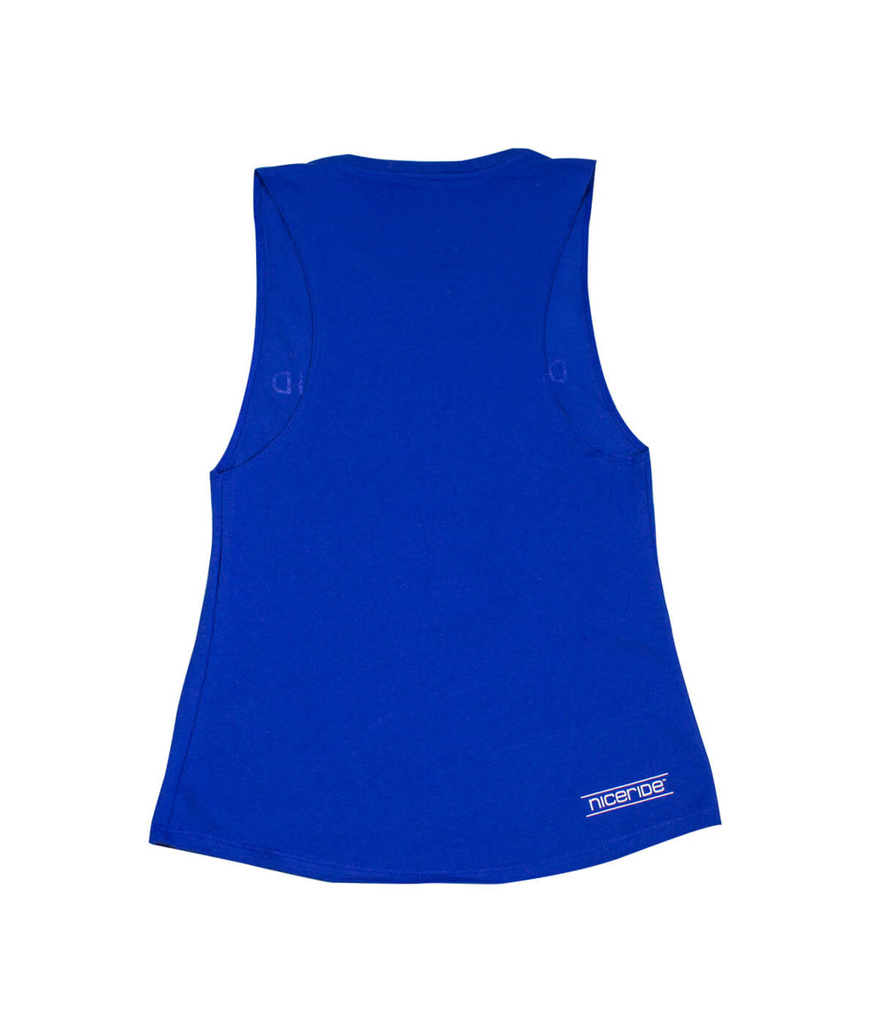 Blue women's tank top from NICERIDE, 100% cotton with logo on the back, perfect for any occasion, tank top.