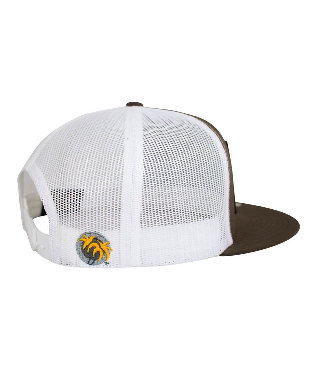 Back view of the Sorry Charlie Patch trucker hat showing the palm logo and mesh design.