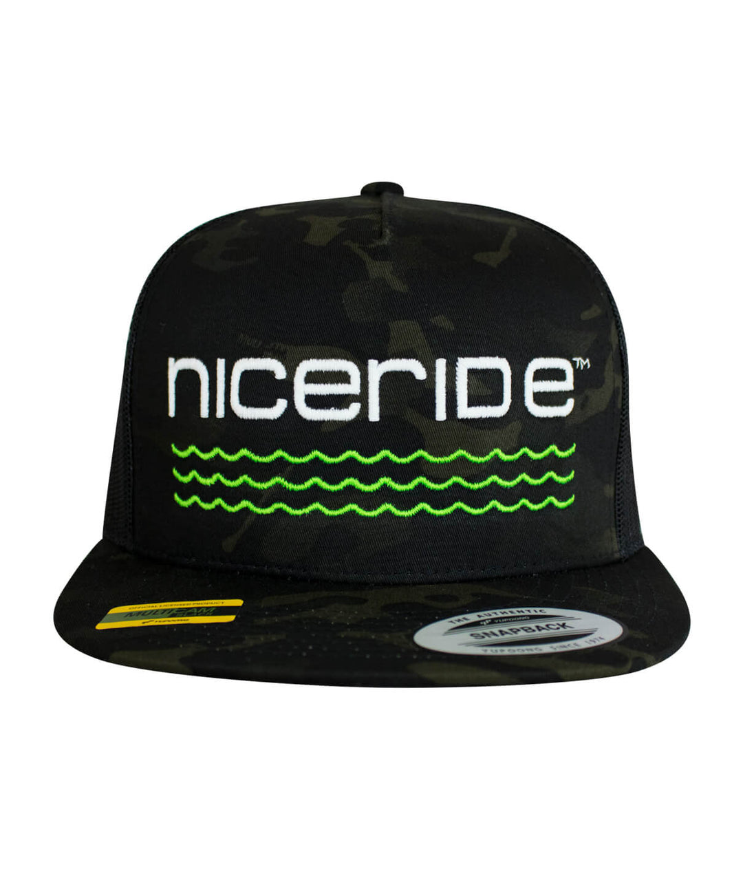 On The Water Center Trucker Baseball Cap featuring NICERIDE design, perfect hat for outdoor enthusiasts.