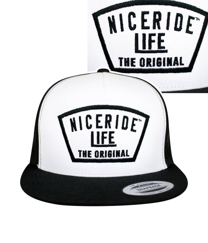 Grinder trucker hat featuring NICERIDE embroidered design, ideal baseball cap for outdoor activities.