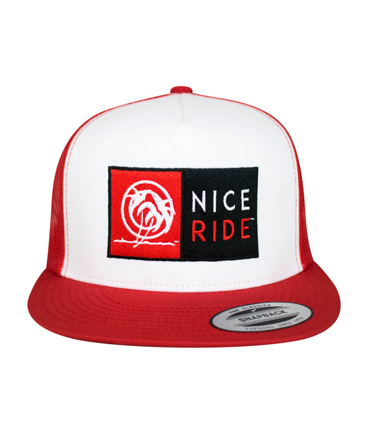 N-R Combo trucker hat featuring NICERIDE design with embroidered logo, a stylish hat for any occasion.