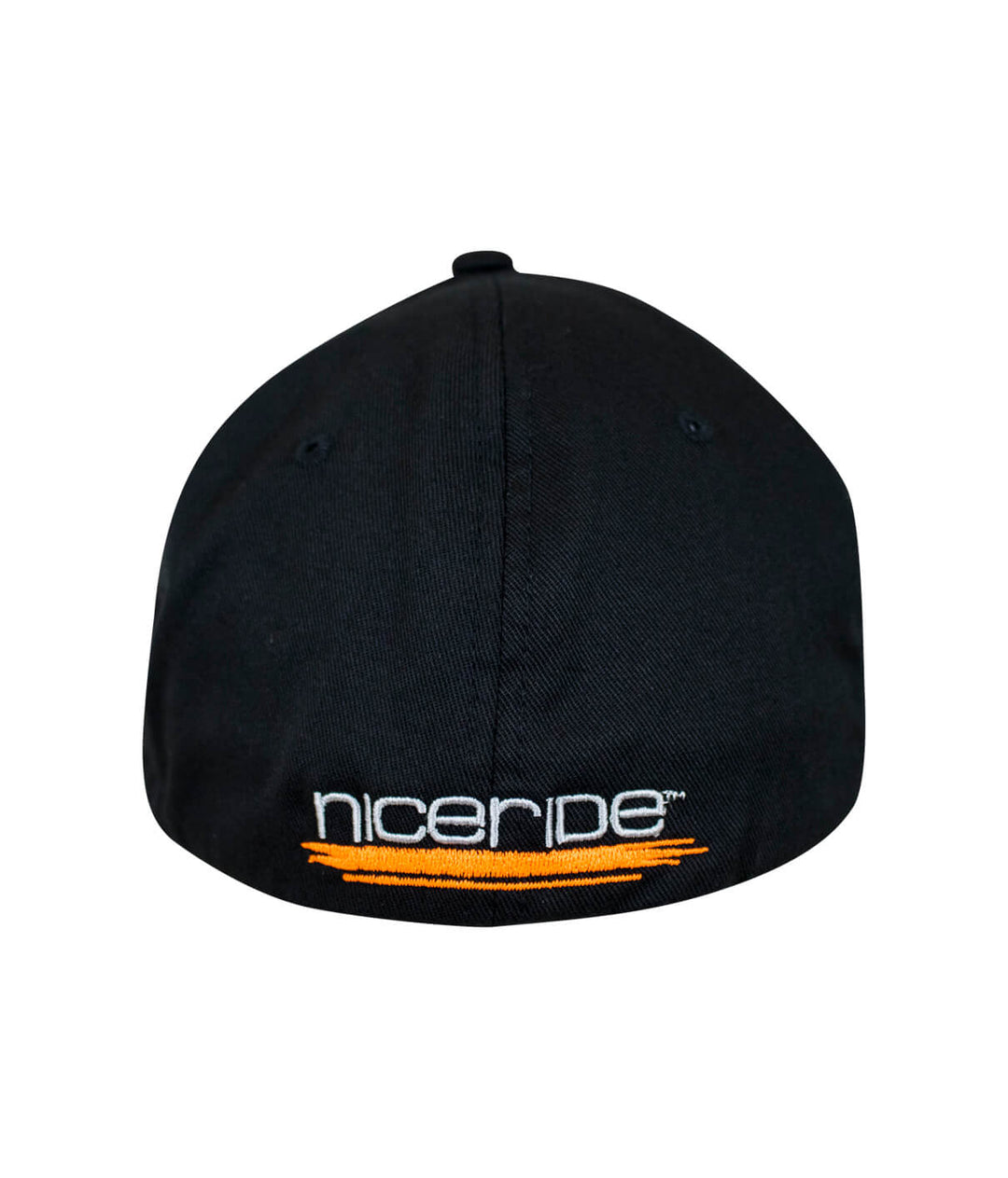 Back view of NICERIDE Classic Flexfit hat featuring embroidered logo in neon accents.