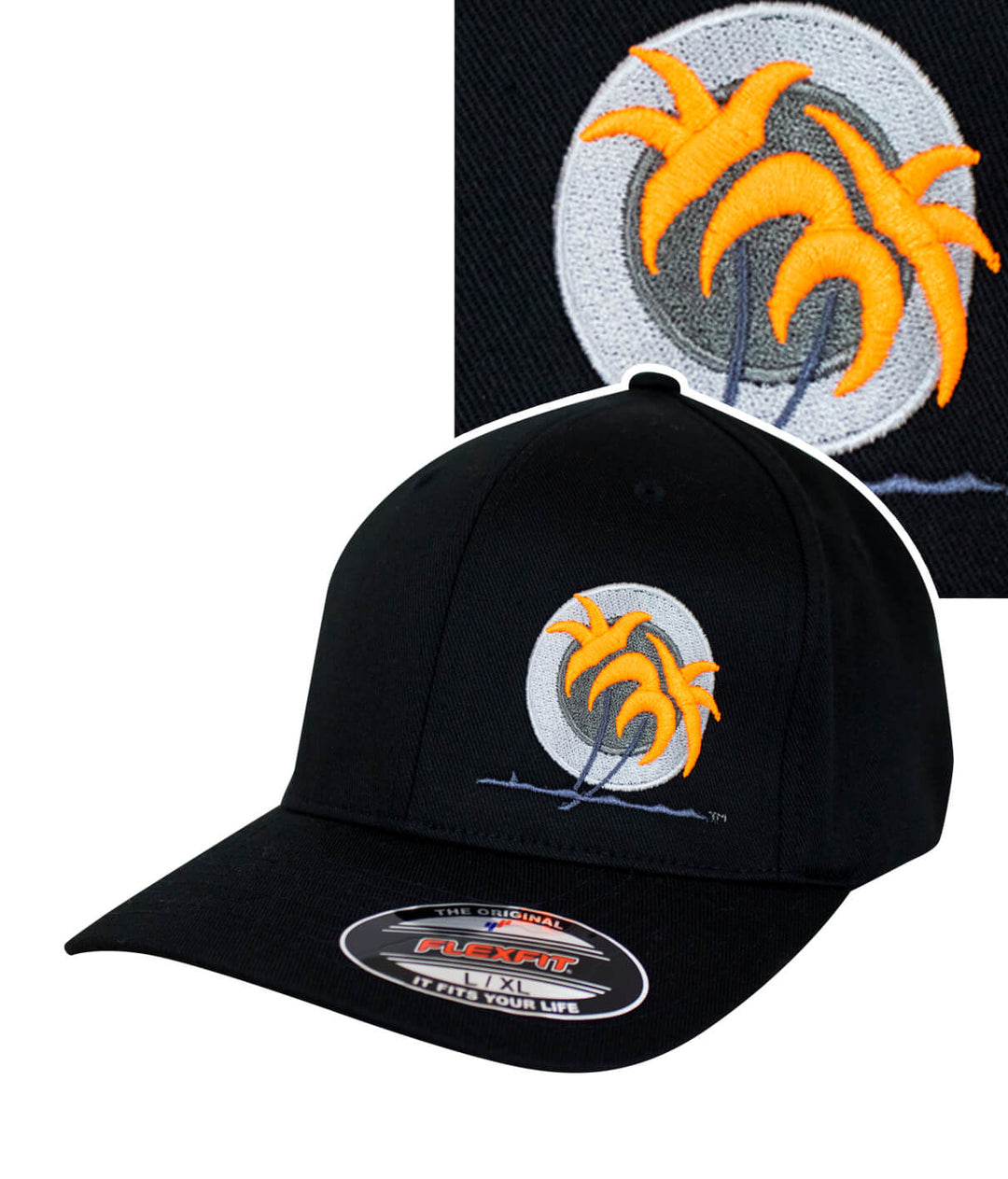 Blade Classic Flexfit Hat with palm tree logo and black design for stylish sun protection.