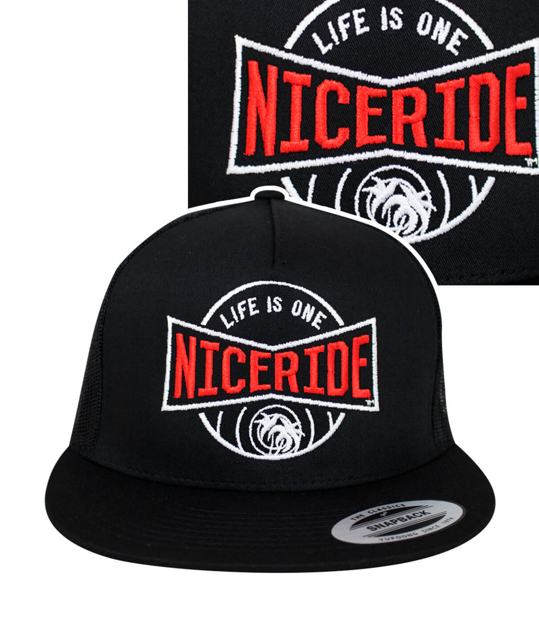 Bow Tie Trucker Hat featuring NICERIDE embroidered logo, perfect stylish hat for outdoor activities.