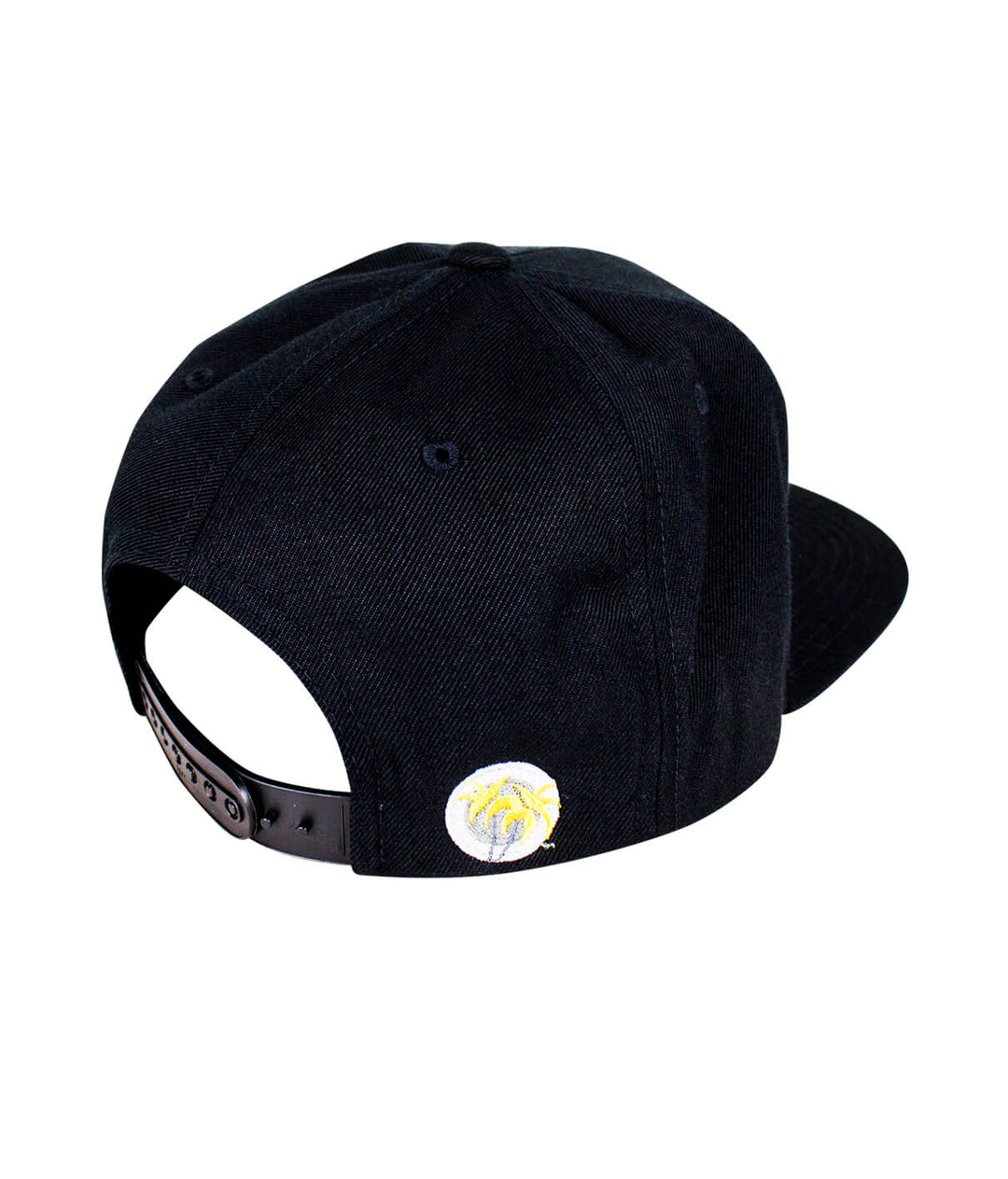 back view of the Viva Life snapback hat featuring a black palm logo with yellow leaves
