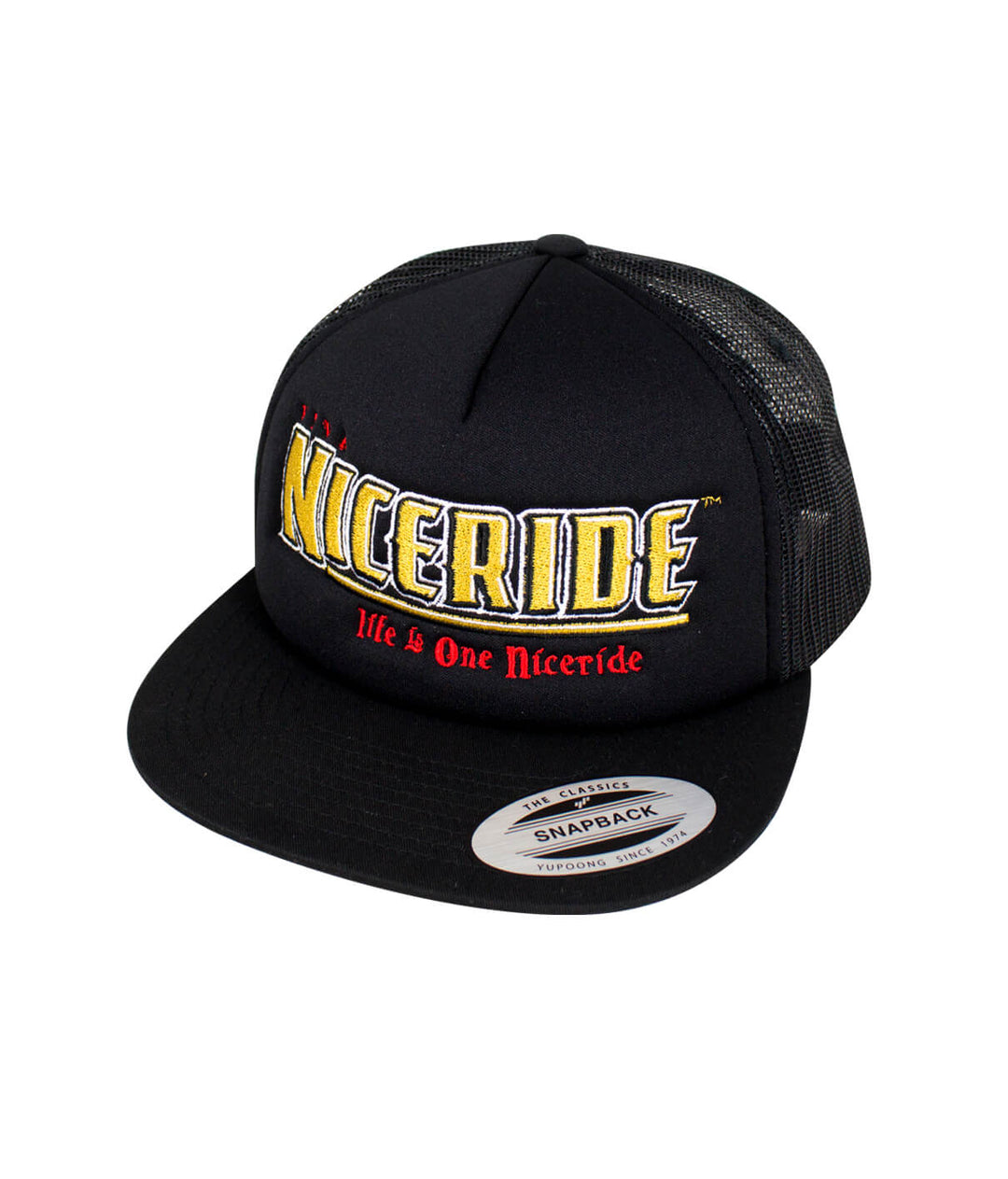 Viva NICERIDE Foam Trucker Baseball Cap, a stylish hat with embroidered design, perfect for casual wear.