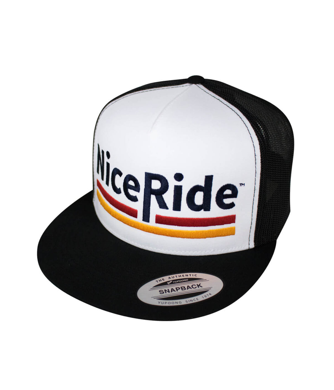 Low Tide Trucker Hat from NICERIDE, a stylish snapback hat with vibrant embroidery.