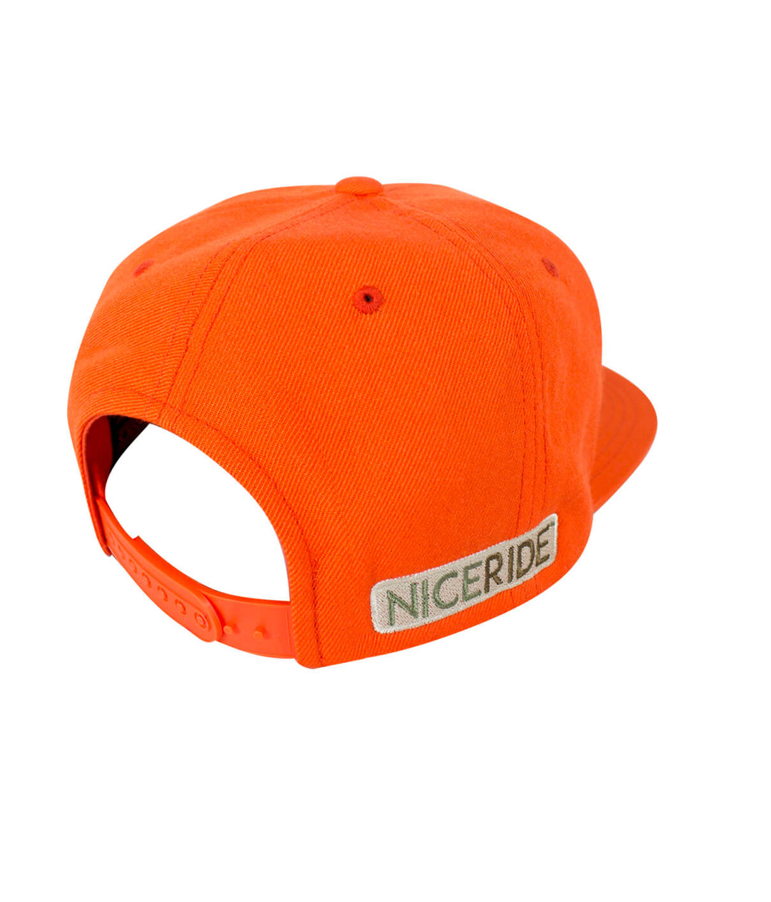 Orange Snapback Hat featuring NICERIDE logo on the back, part of the Strong Camo collection.