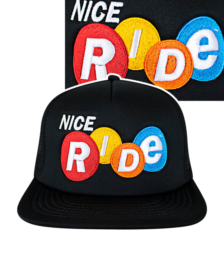 Nikki Foam Trucker unisex baseball cap featuring NICERIDE logo embroidered on front