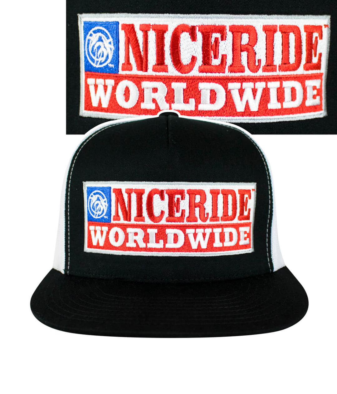Nashville trucker hat featuring NICERIDE's embroidered design and palm logo, perfect hat for stylish outdoor wear.