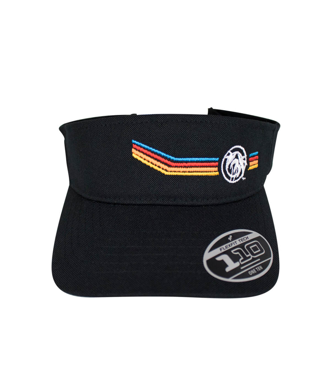 Black Aquarius visor hat with embroidered design and adjustable closure, perfect for outdoor activities.