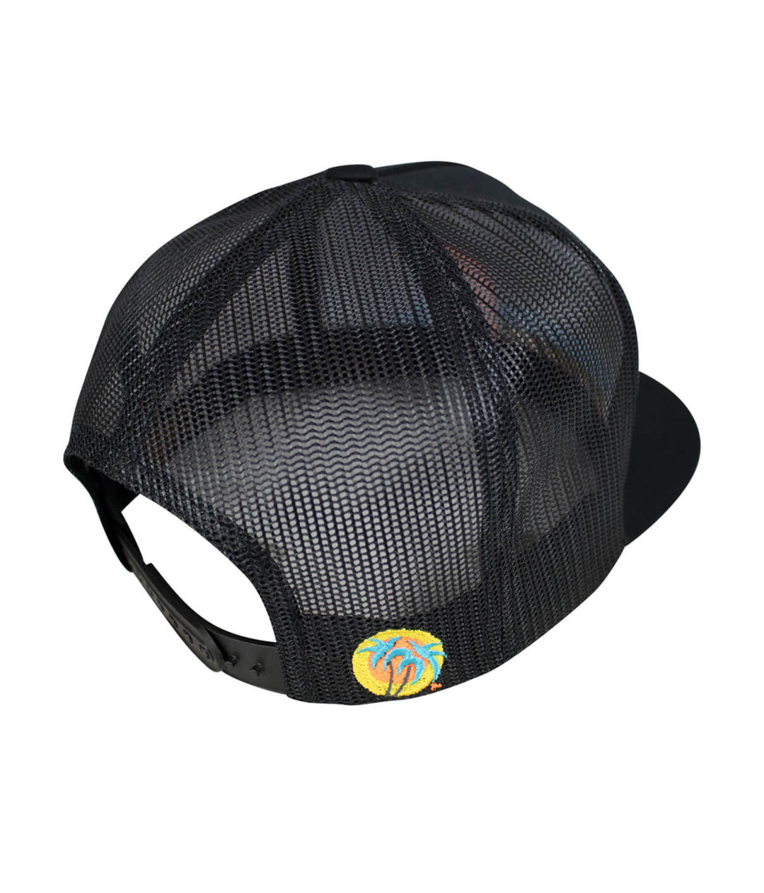 Back view of Tasty Waves Trucker Hat showcasing the mesh design and embroidered logo, featuring the focus keyword hat.