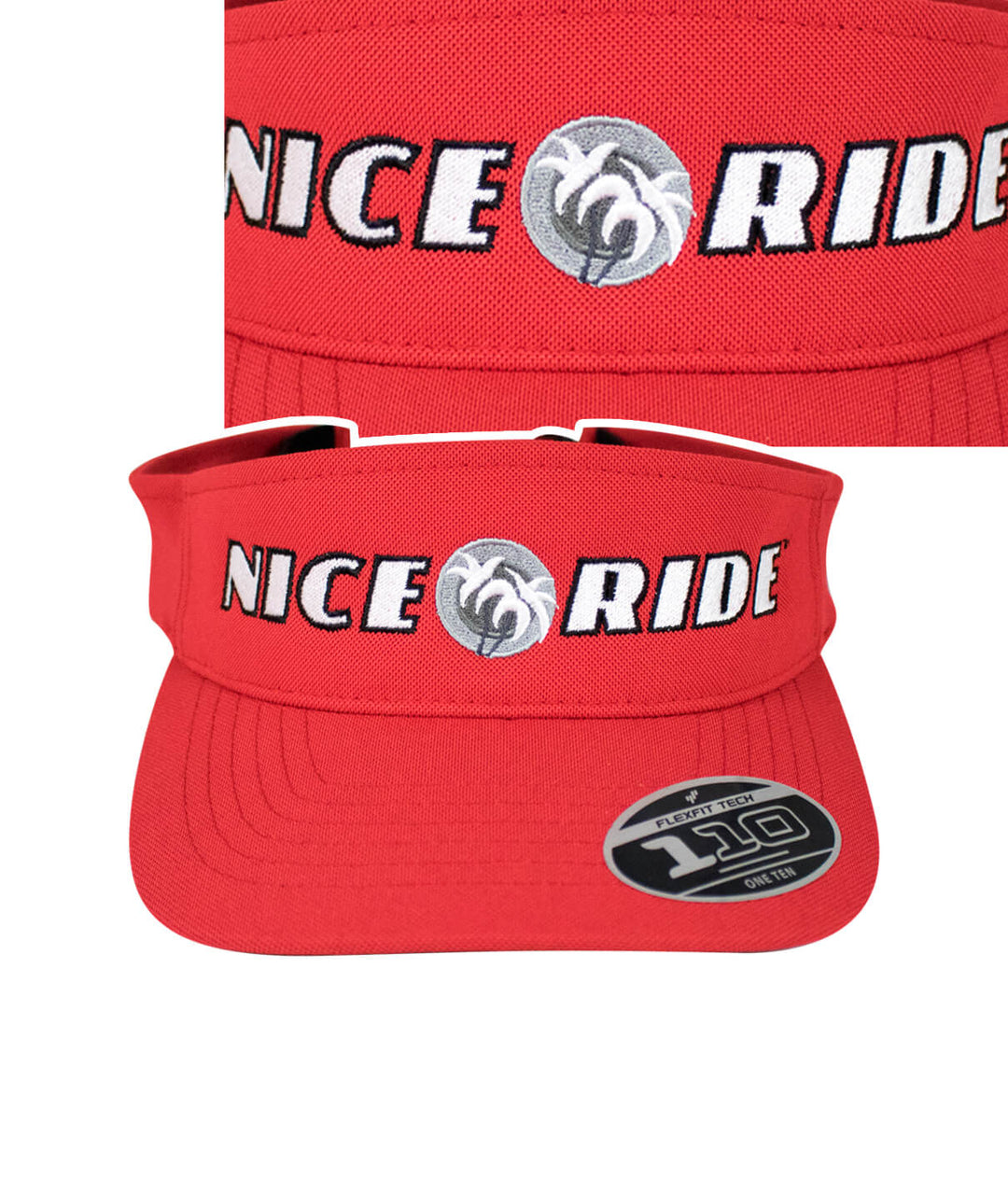 Zephir visor hat in red featuring NICERIDE design and Permacurv visor for optimal sun protection.