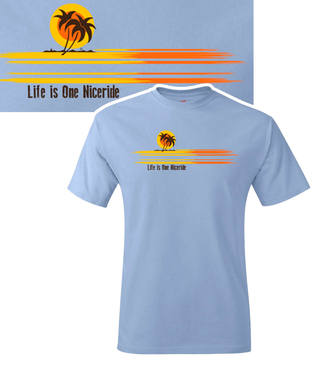 Blue Hanes Men's 100% Cotton Short Sleeve T-Shirt featuring 'Life is One Nicestyle' design.