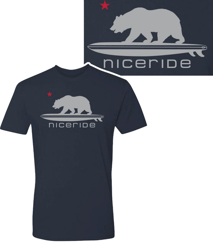 Hang 20 Mens 100% Cotton Short Sleeve T-Shirt with NICERIDE design and palm logo, available in multiple colors.