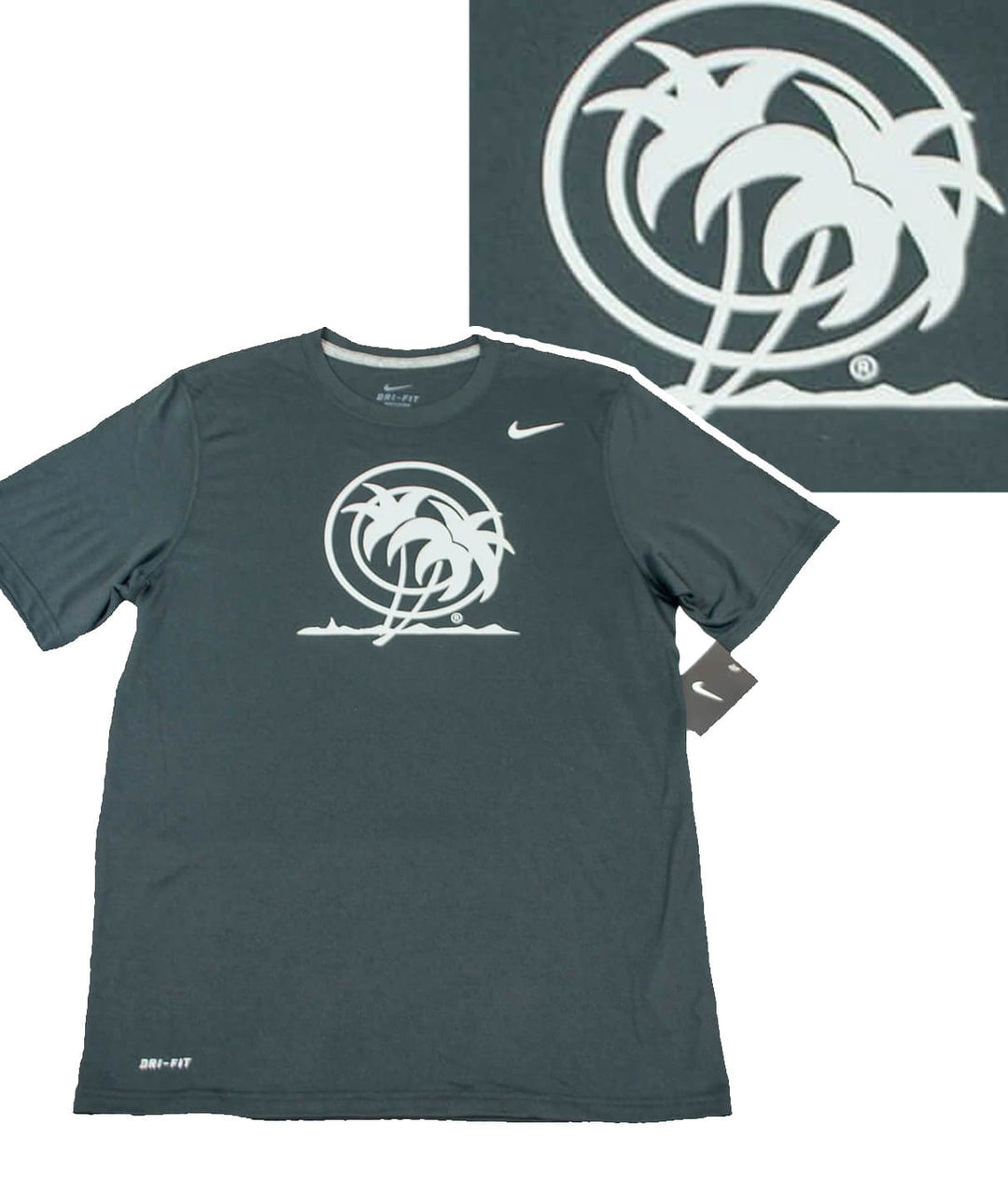 NIKE Dri-Fit shirt featuring Classic Palm logo, designed for all-season indoor and outdoor activities.