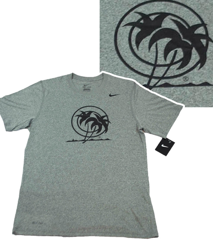 Classic Palm - NIKE Dri-Fit shirt featuring palm tree logo on a gray background, ideal for various activities and seasons.