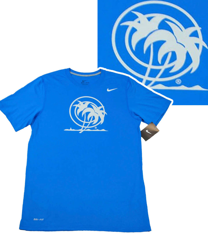Classic Palm - NIKE Dri-Fit shirt in blue with palm logo on front and center rear, perfect for any occasion.