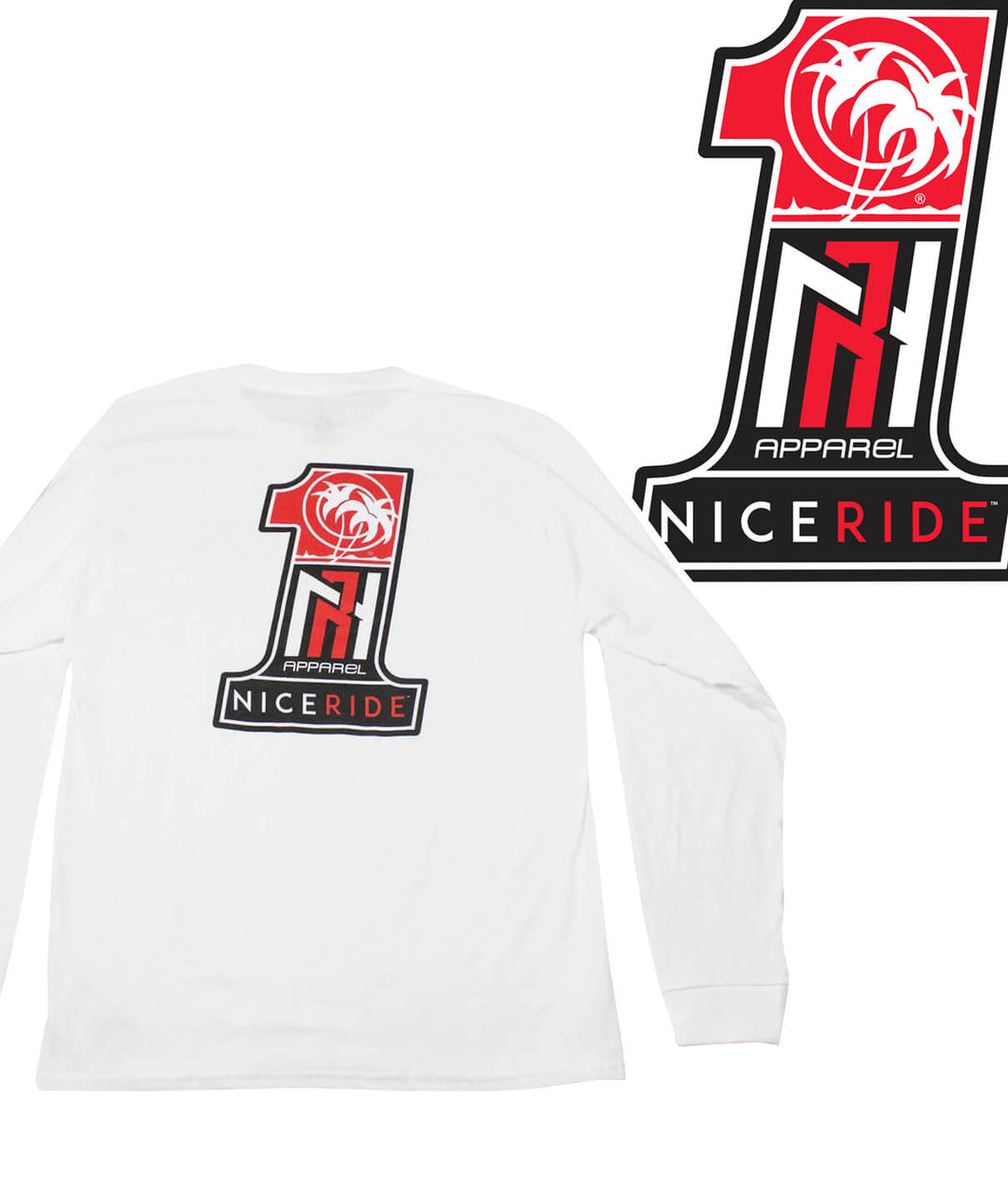 White Hanes pre-shrunk 100% cotton men's long-sleeve shirt with NR-1 logo on back and left chest.