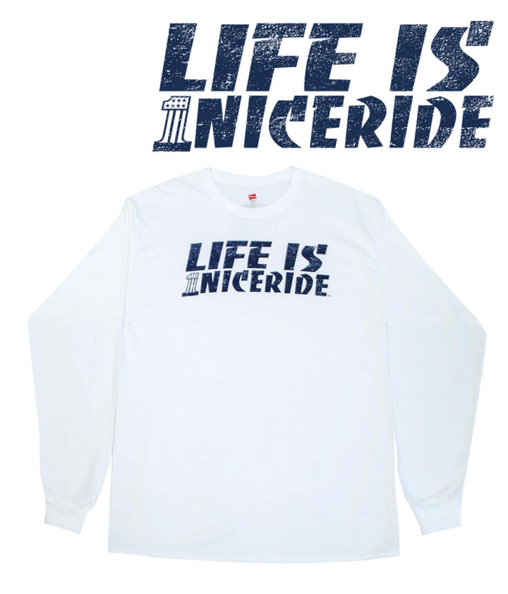 Life is - White Hanes Pre-Shrunk 100% Cotton Long Sleeve Men&