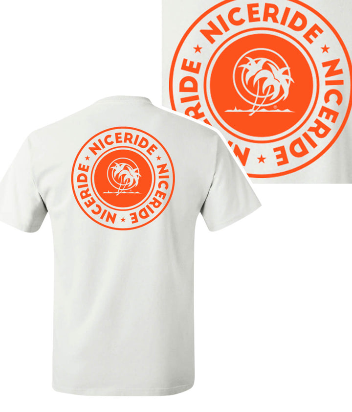Solid shirt featuring NICERIDE logo in orange on the back, designed for men and teens, perfect for various activities.