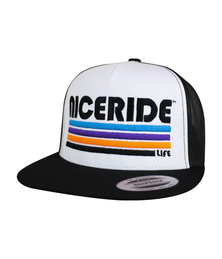 NICERIDE unisex adjustable trucker hat with embroidered logo and design, ideal for casual wear.