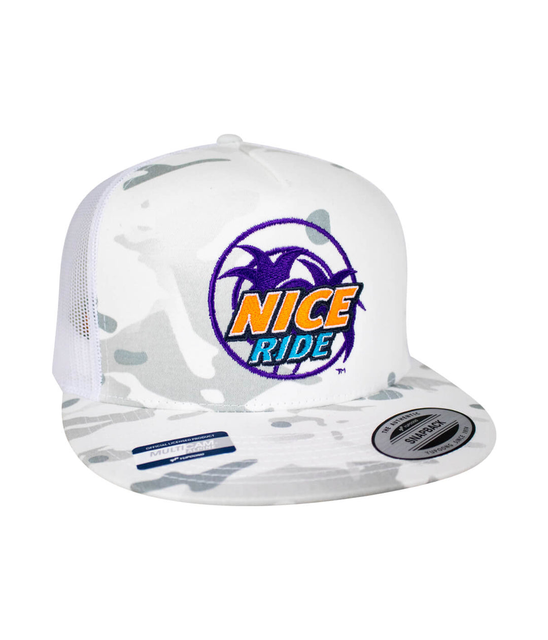 Choo Choo Trucker Hat with NICERIDE logo embroidered on the front, featuring a sleek design, classic snapback style, perfect hat.