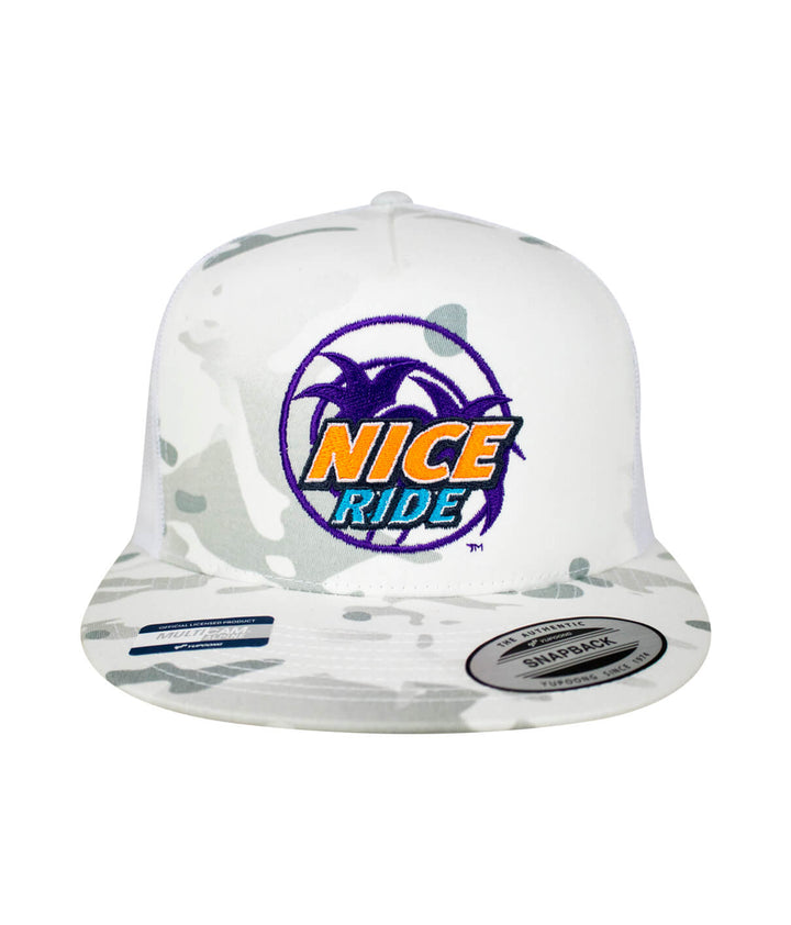 Choo Choo Trucker Hat featuring embroidered NICERIDE design on the front panel, a stylish hat for casual wear.