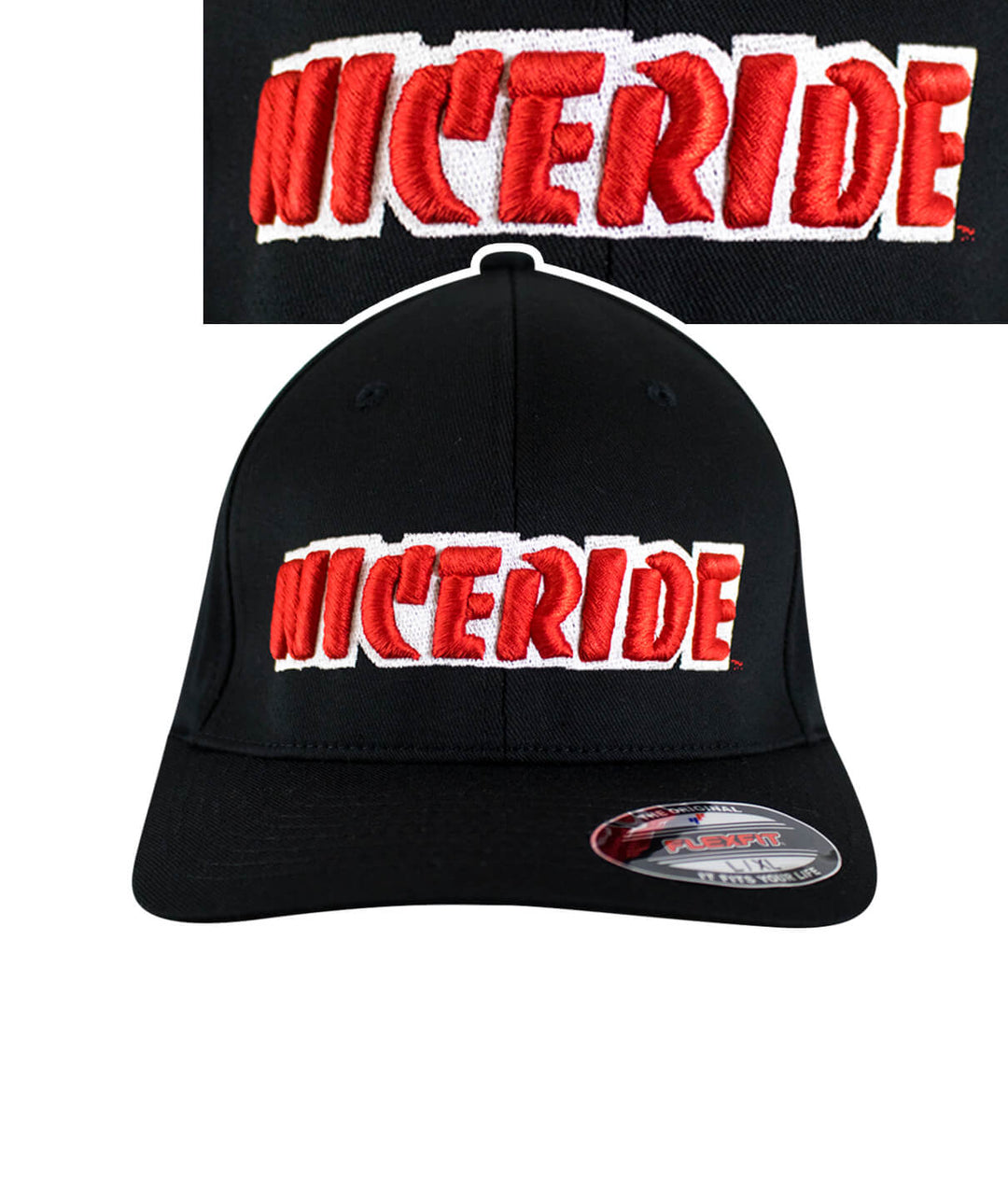 Classic Flexfit hat featuring NICERIDE's bold embroidered logo on the front.