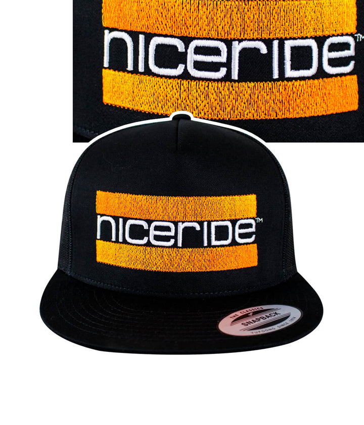 Cali Life - Orange Trucker Hat by NICERIDE, a stylish hat with an embroidered front design.