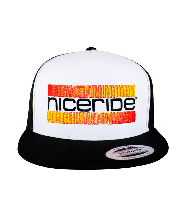 Cali Life - Orange trucker hat featuring NICERIDE embroidered design, a stylish hat for outdoor activities.