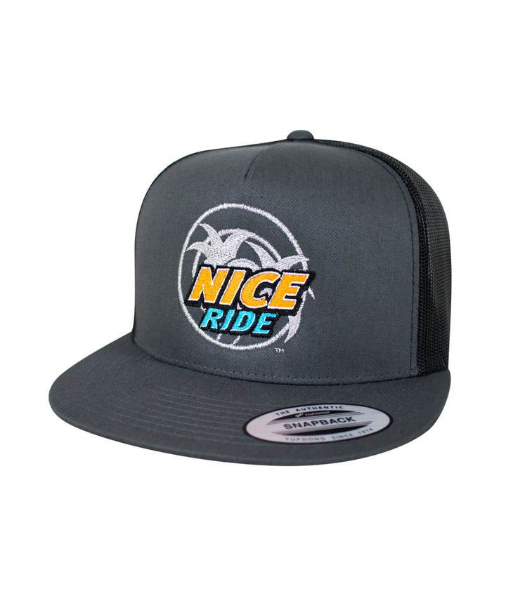 Choo Choo trucker hat with NICERIDE logo, a classic snapback hat for a stylish look.